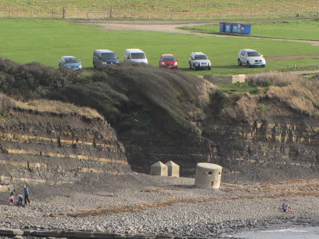 Kimmeridge cliff-top car park above the beach