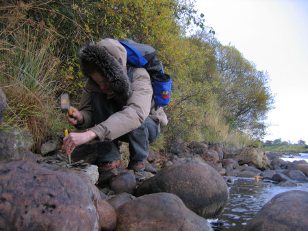 Lucinda Shepherd fossil hunting at the River Brora