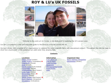 Early screenshot of Roy and Lu's UK Fossils prior to Discovering Fossils rebranding