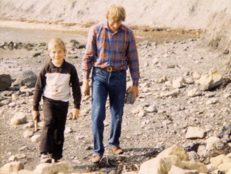 Roy Shepherd and Michael Shepherd fossil hunting at Kimmeridge