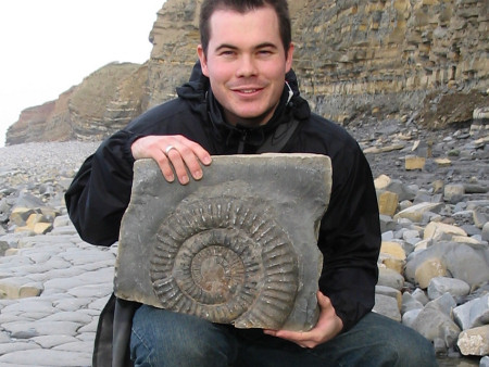 Roy Shepherd with an ammonite at Quantoxhead Dorset