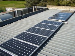 Solar panels convert sunlight into electricity